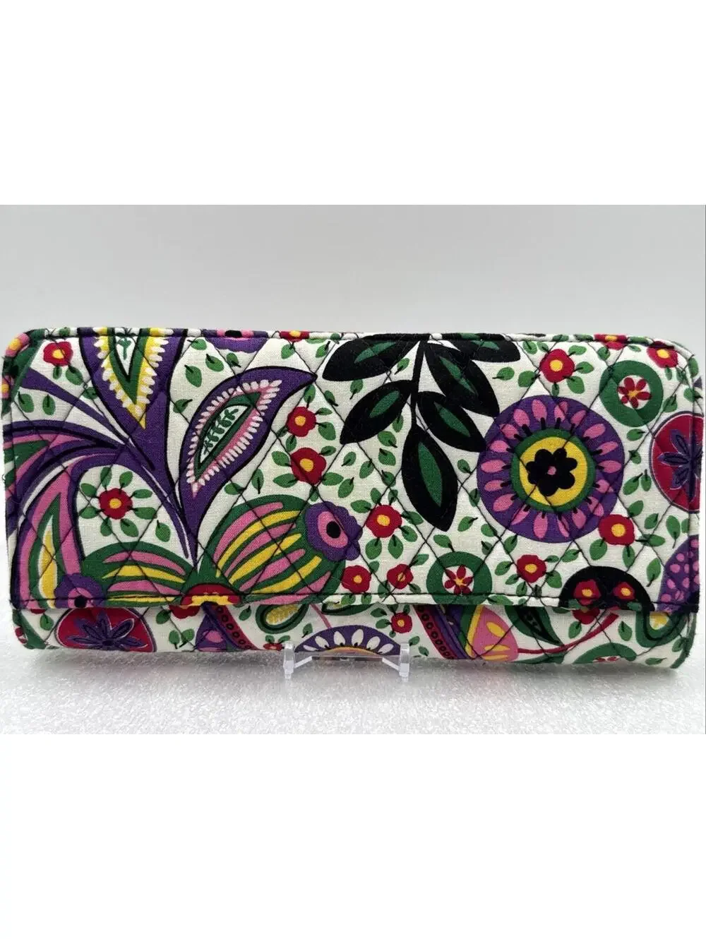 Vera Bradley Mod Flowers Spring Quilted Accordion Wallet 9” X 4” Bright Colors - Picture 1 of 8